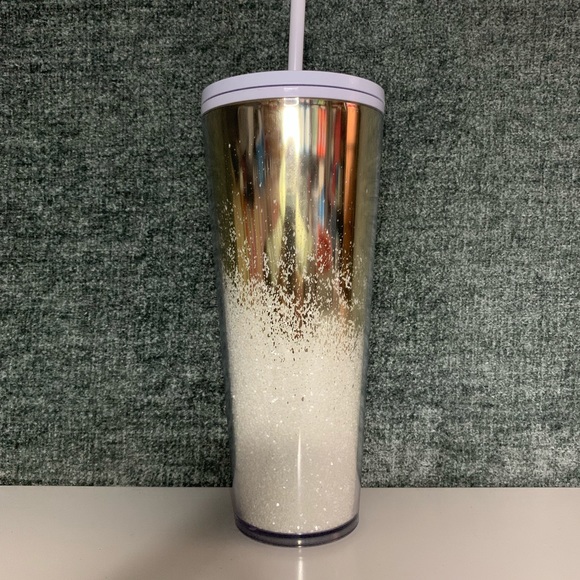 Starbucks 2019 Gold White Snow Glitter 24oz - Picture 2 of 4